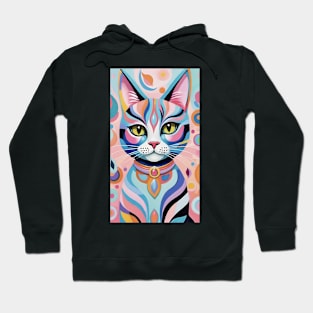 Abstract Whiskers: A Splash of Feline Elegance Hoodie